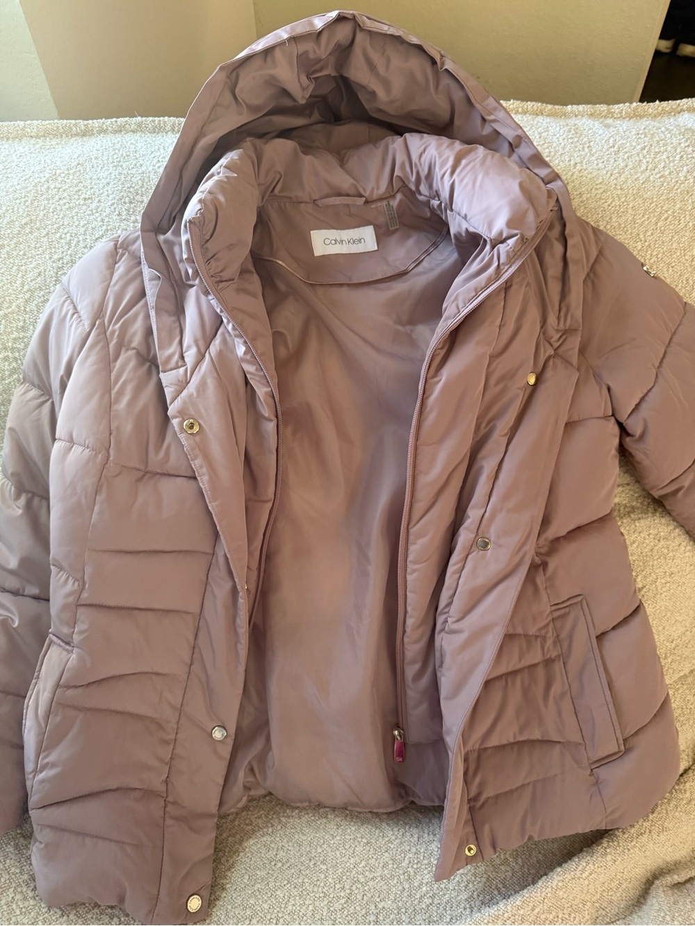 Calvin Klein Dusty Rose Hooded Puffer Jacket - Women's